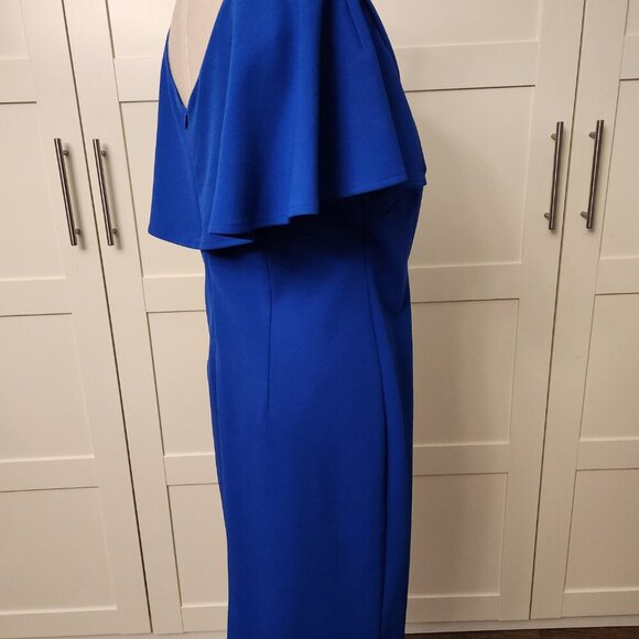 Glamour Flutter Sleeve Coctail Dress Womens Size 12 Blue Stretch - Picture 4 of 5